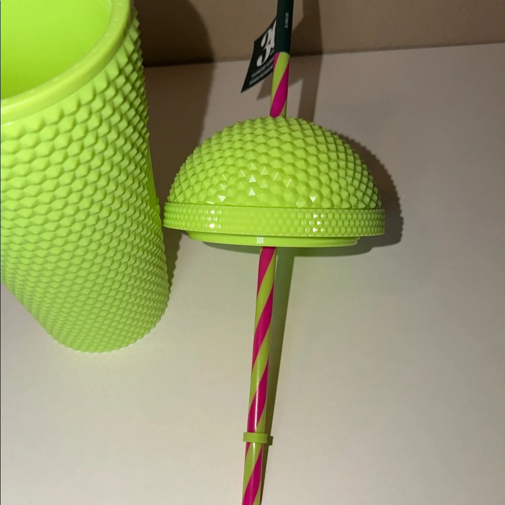 NWT Starbucks 30th Anniversary Studded Bling Frappuccino Cold Cup Neon Green